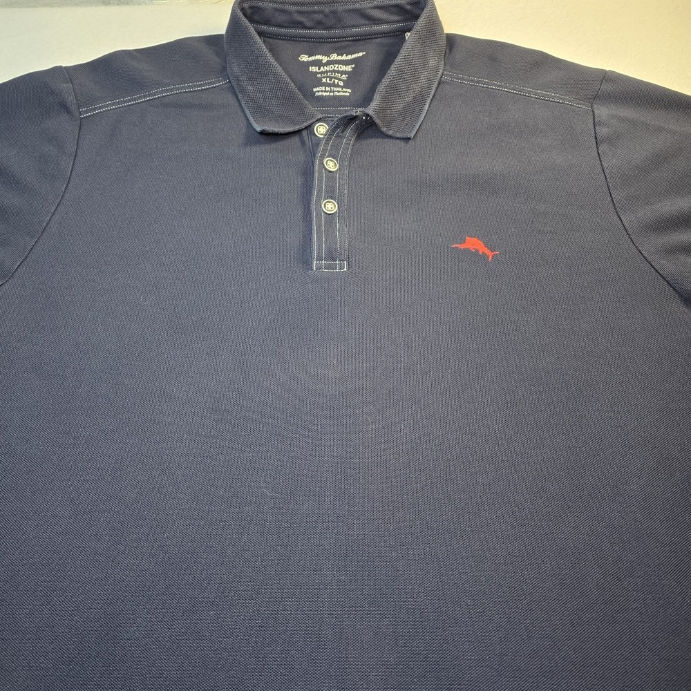 Tommy Bahama IslandZone Polo Shirt Mens XL Navy Supima Cotton Golf Marlin Logo